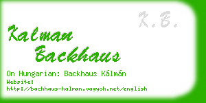 kalman backhaus business card