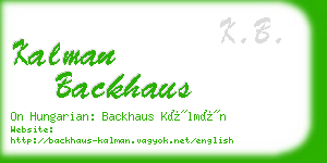 kalman backhaus business card